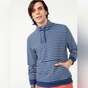 Men’s Blue Striped Funnel Neck Pullover Shirt Free Assembly XL